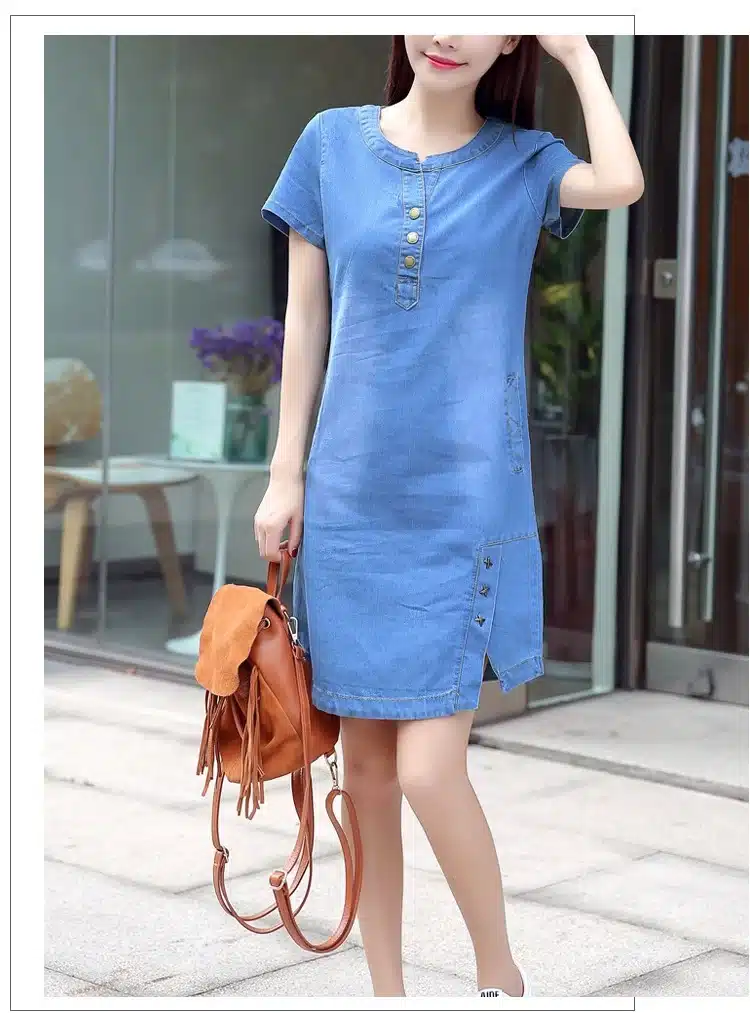 Korean Denim dress for women 2019 New Summer Casual Jeans Dress With button Pocket Sexy Denim Mini Dress Plus size 3XL A1425 17