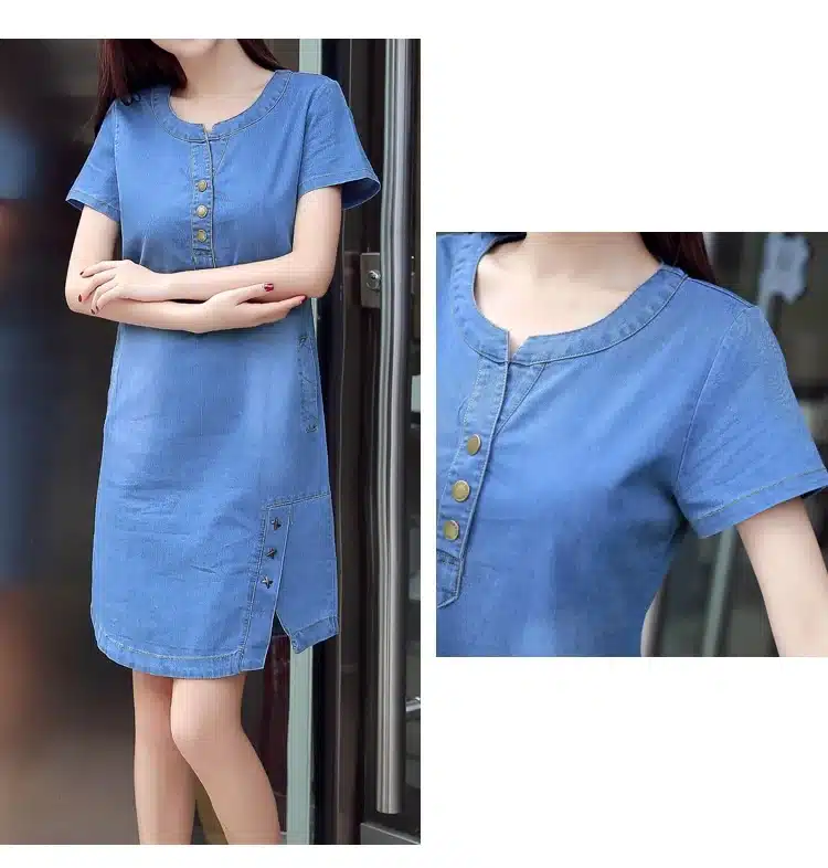 Korean Denim dress for women 2019 New Summer Casual Jeans Dress With button Pocket Sexy Denim Mini Dress Plus size 3XL A1425 18