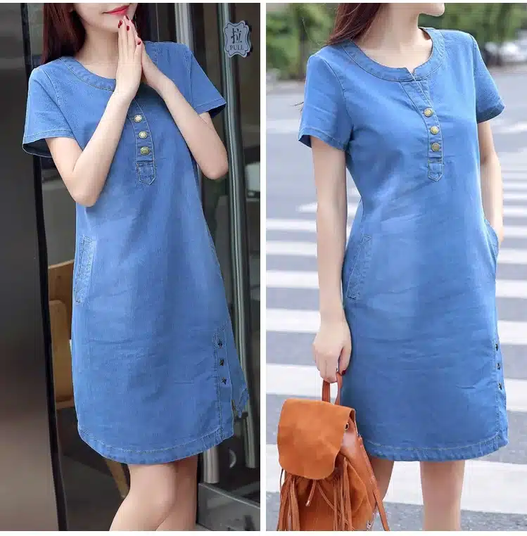 Korean Denim dress for women 2019 New Summer Casual Jeans Dress With button Pocket Sexy Denim Mini Dress Plus size 3XL A1425 20