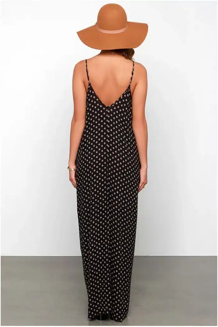 2019 Women Polka Dot Print V Neck Sleeveless Sundress Loose Maxi Long Beach Bohemian Vintage Dress S to 5XL Summer Dress 11