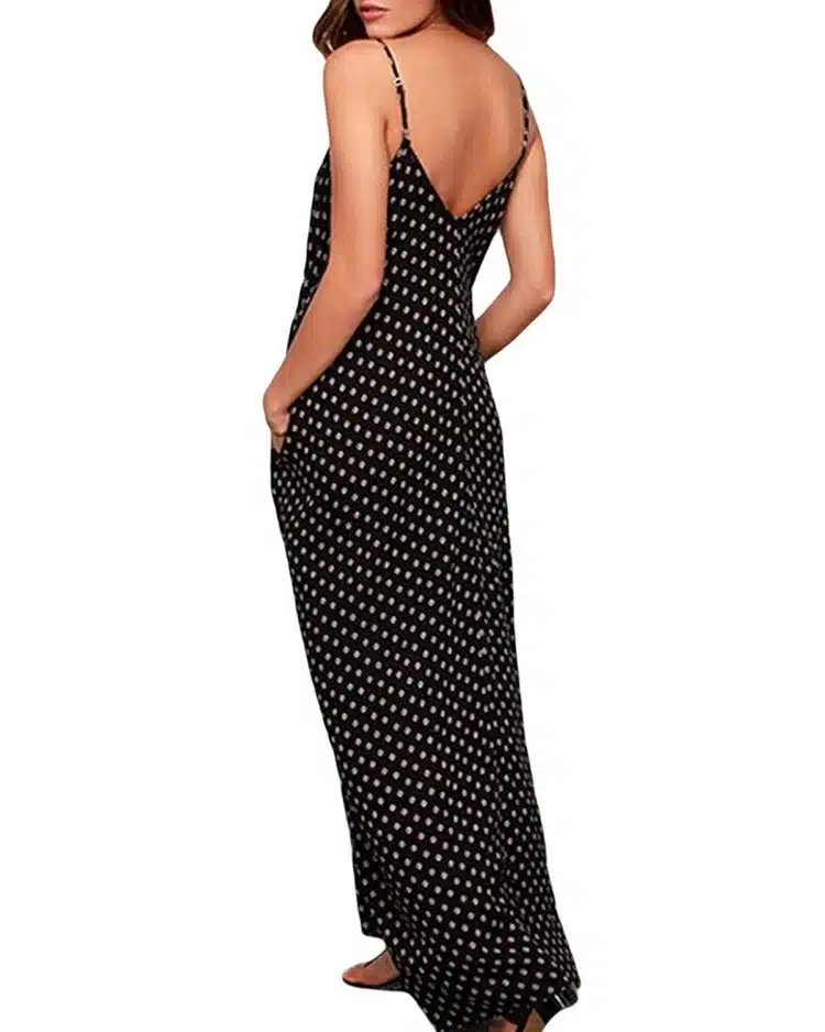 2019 Women Polka Dot Print V Neck Sleeveless Sundress Loose Maxi Long Beach Bohemian Vintage Dress S to 5XL Summer Dress 12