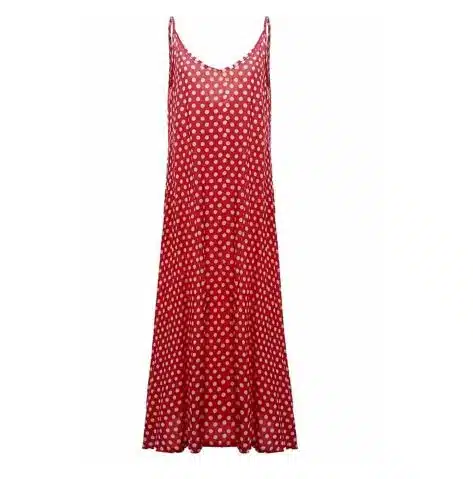 2019 Women Polka Dot Print V Neck Sleeveless Sundress Loose Maxi Long Beach Bohemian Vintage Dress S to 5XL Summer Dress 19