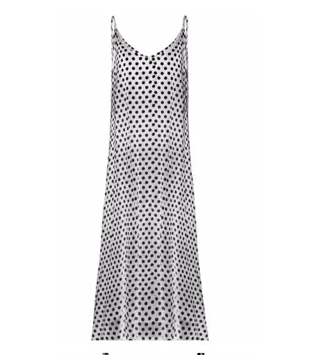 2019 Women Polka Dot Print V Neck Sleeveless Sundress Loose Maxi Long Beach Bohemian Vintage Dress S to 5XL Summer Dress 20