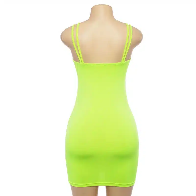 ANJAMANOR Neon Pleated Bandage Sexy Dress Club Wear Summer 2019 Streetwear Women Spaghetti Strap Mini Bodycon Dresses D71I85 27