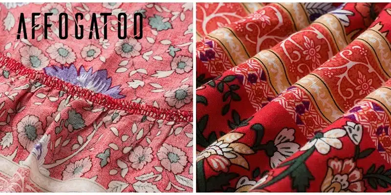 Affogatoo Bohemian floral women mini dress V neck wrap sash print ruffle dresse femme Summer elegant holiday beach sundress 2019 20