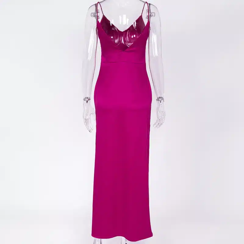Uvkkc Sexy Dress Split Sleeveless Strap V Neck Backless Women Party Long Dresses 2019 Summer Female Vestido Solid Dress Festa 26