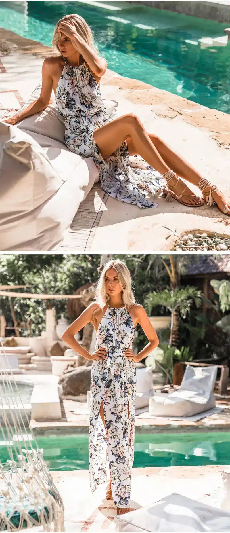 DeRuiLaDy 2019 Boho Floral Print Straps Long Dress Women Sexy Backless Summer Beach Maxi Dresses Womens Casual Vestidos Femme 8