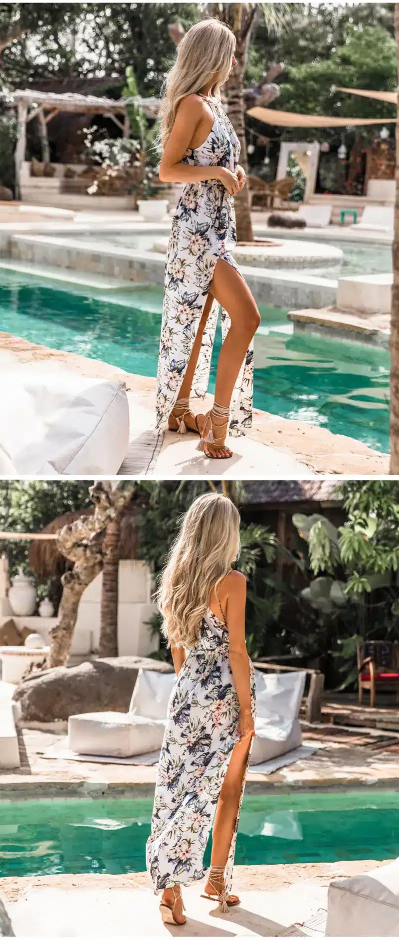 DeRuiLaDy 2019 Boho Floral Print Straps Long Dress Women Sexy Backless Summer Beach Maxi Dresses Womens Casual Vestidos Femme 9