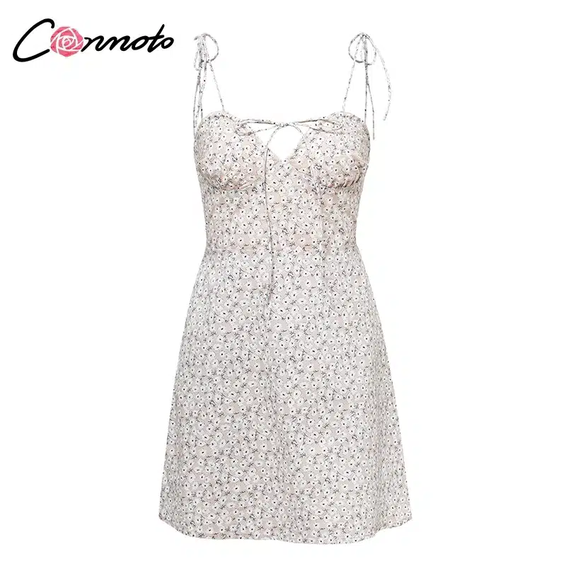Conmoto 2019 Robe Femme Cotton Fashion Summer Dress Women Chic Beach Party Dress Lace Up Sexy Mini Dress Vestidos 25