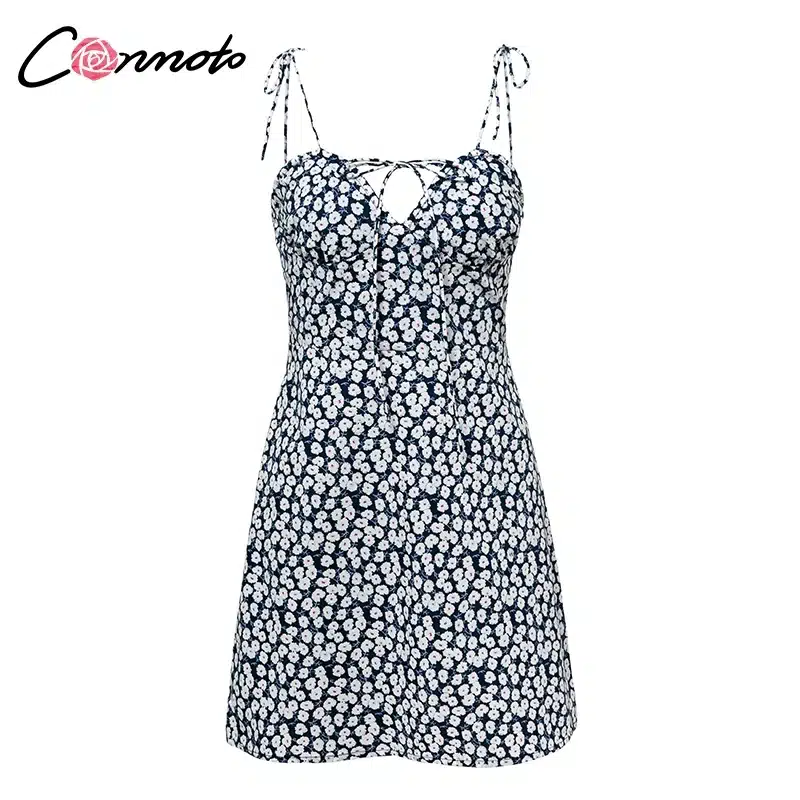 Conmoto 2019 Robe Femme Cotton Fashion Summer Dress Women Chic Beach Party Dress Lace Up Sexy Mini Dress Vestidos 27