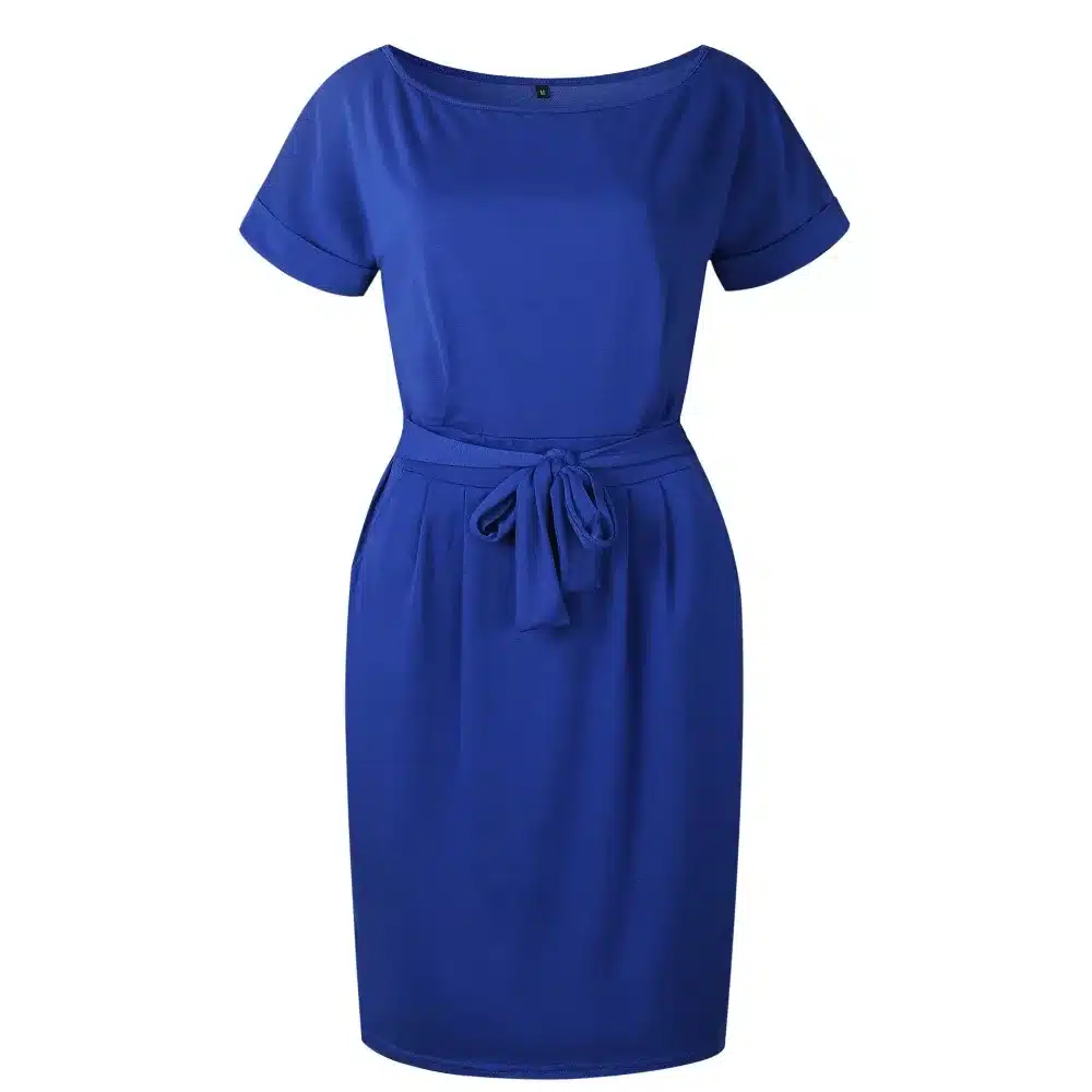 2019 New Summer Fashion Women Casual Short Sleeve O-Neck Straight Black Gray Blue Dress Loose Plus Size Pocket Cotton Midi Dress 24