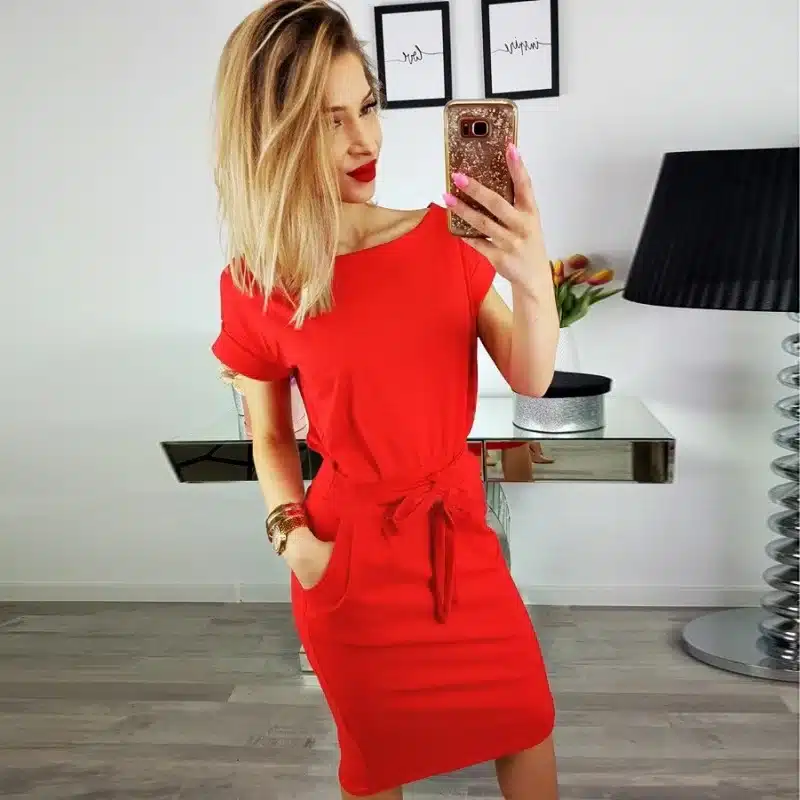 2019 New Summer Fashion Women Casual Short Sleeve O-Neck Straight Black Gray Blue Dress Loose Plus Size Pocket Cotton Midi Dress 32