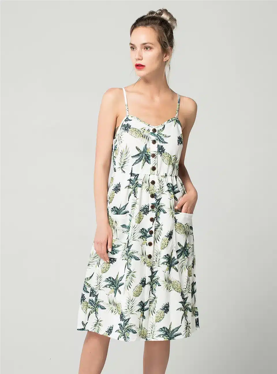 2019 Summer Women Button Decorated Print Dress Off-shoulder Party Beach Sundress Boho Spaghetti Long Dresses Plus Size FICUSRONG 13