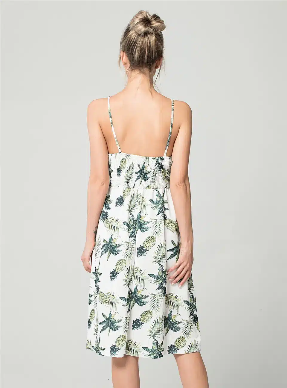 2019 Summer Women Button Decorated Print Dress Off-shoulder Party Beach Sundress Boho Spaghetti Long Dresses Plus Size FICUSRONG 15