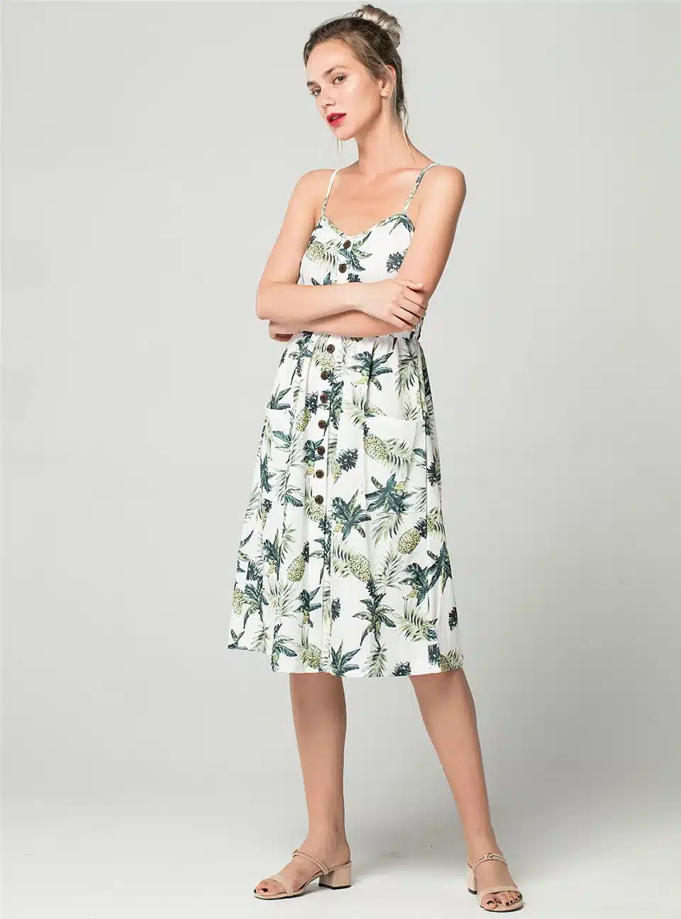 2019 Summer Women Button Decorated Print Dress Off-shoulder Party Beach Sundress Boho Spaghetti Long Dresses Plus Size FICUSRONG 18