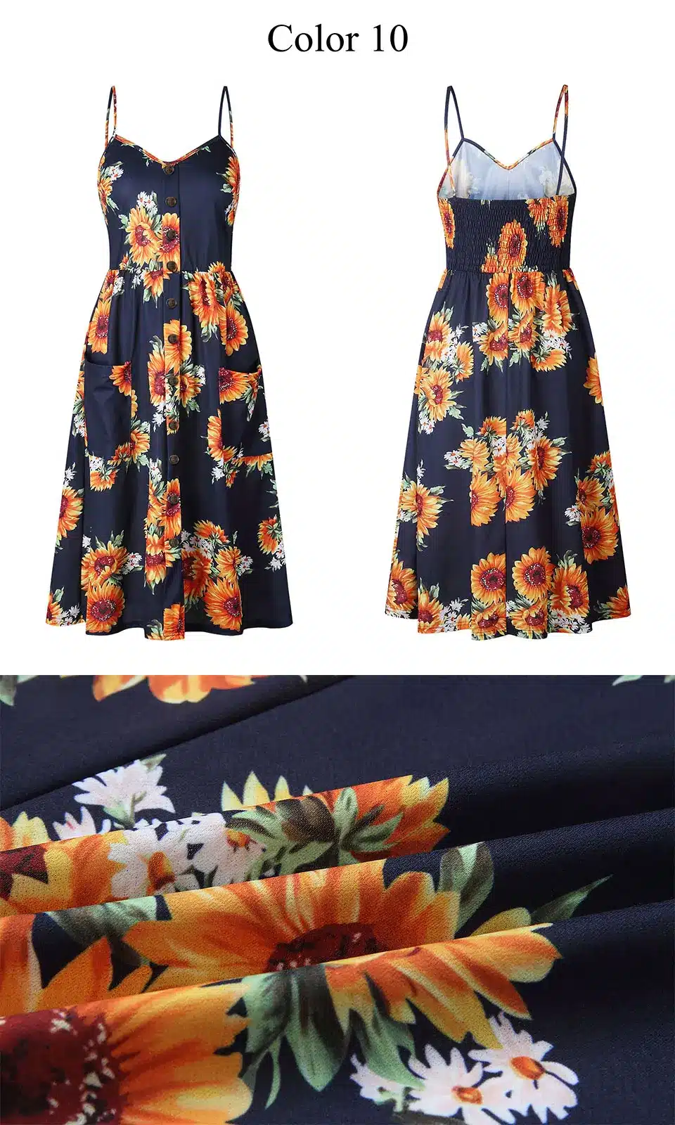 2019 Summer Women Button Decorated Print Dress Off-shoulder Party Beach Sundress Boho Spaghetti Long Dresses Plus Size FICUSRONG 34