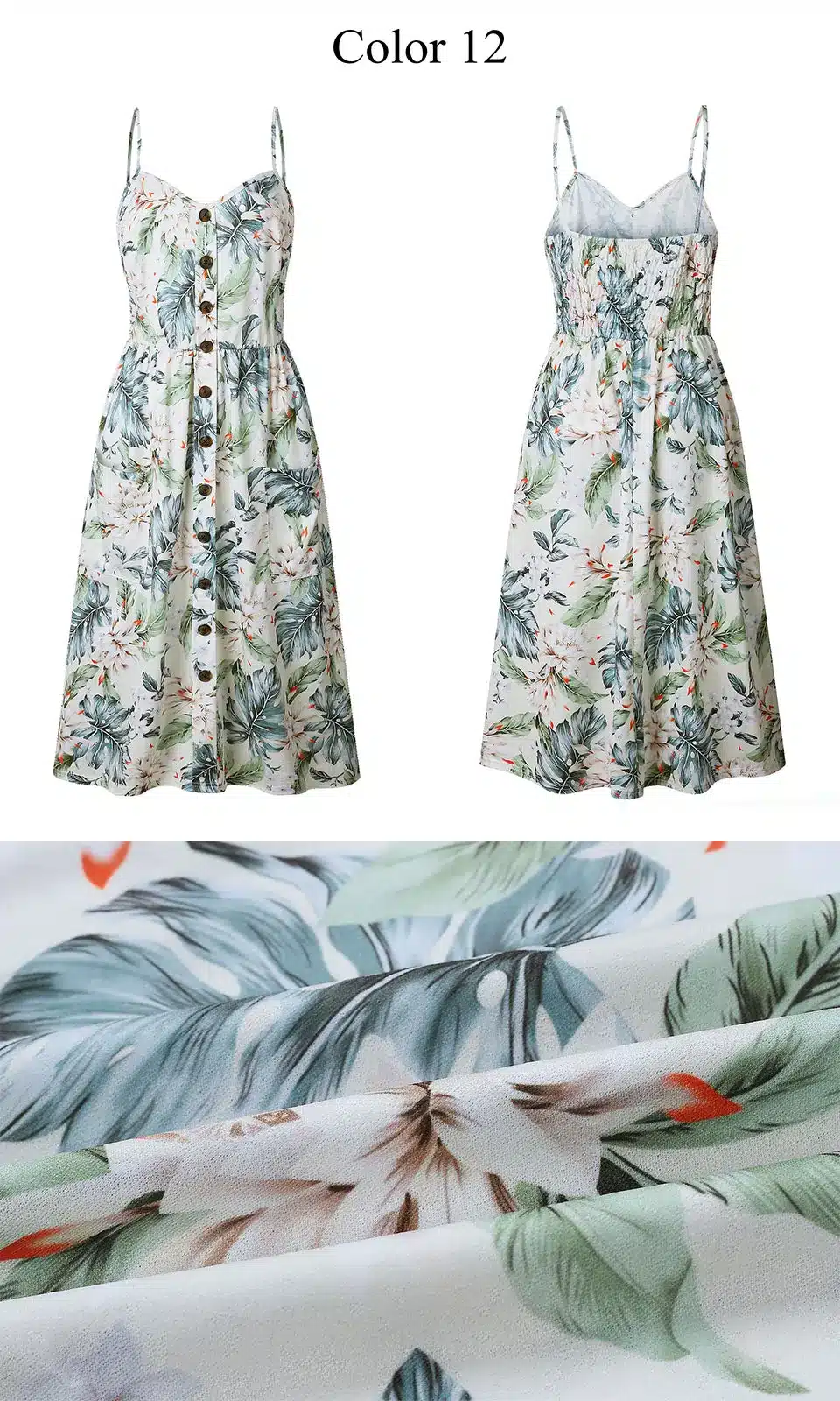 2019 Summer Women Button Decorated Print Dress Off-shoulder Party Beach Sundress Boho Spaghetti Long Dresses Plus Size FICUSRONG 36