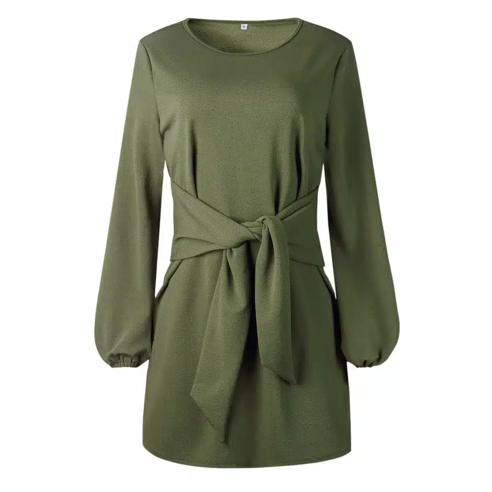 2019 Summer Autumn Dress Fashion Women Casual Loose Elegant Dress Good Quality O-Neck Sexy Black White Dress With Belt Vestidos 7
