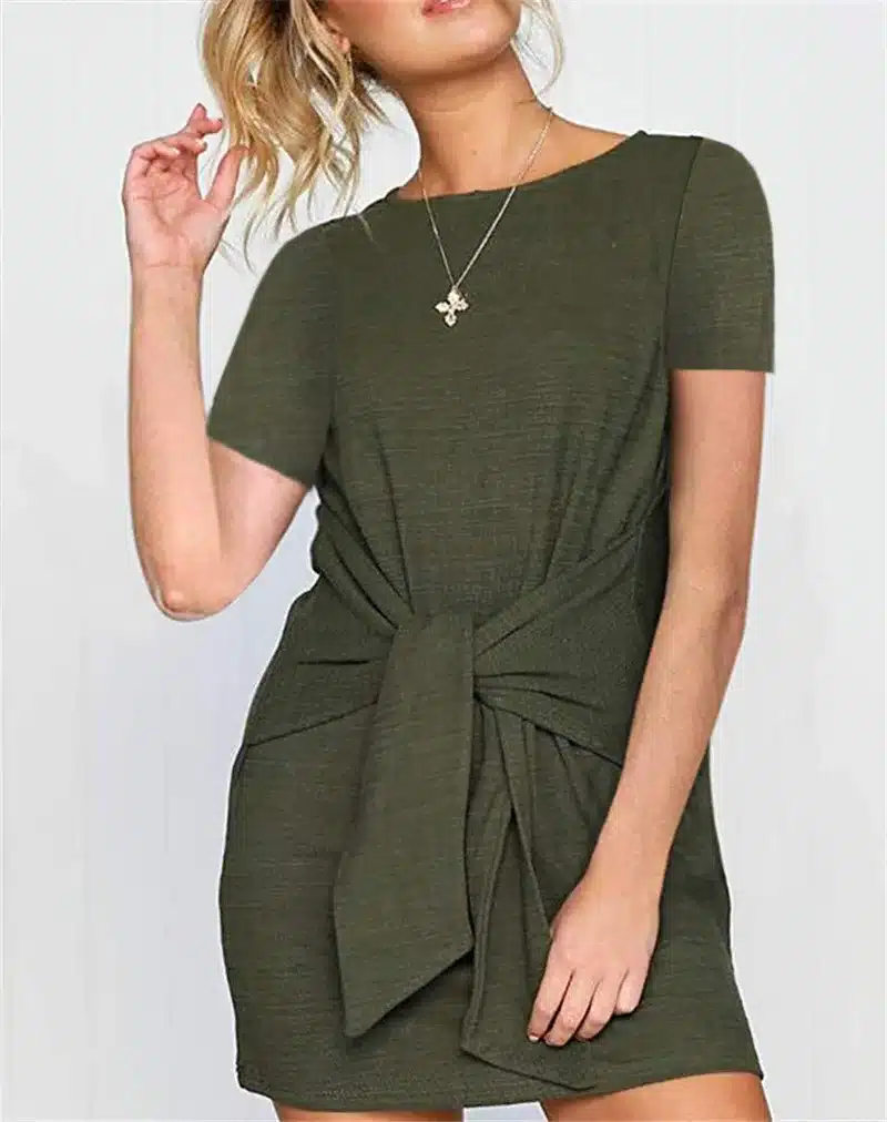 2019 Summer Autumn Dress Fashion Women Casual Loose Elegant Dress Good Quality O-Neck Sexy Black White Dress With Belt Vestidos 34