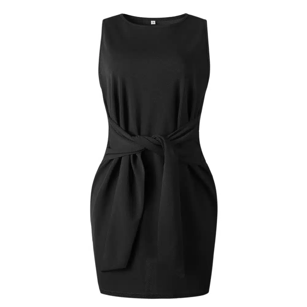 2019 Summer Autumn Dress Fashion Women Casual Loose Elegant Dress Good Quality O-Neck Sexy Black White Dress With Belt Vestidos 66