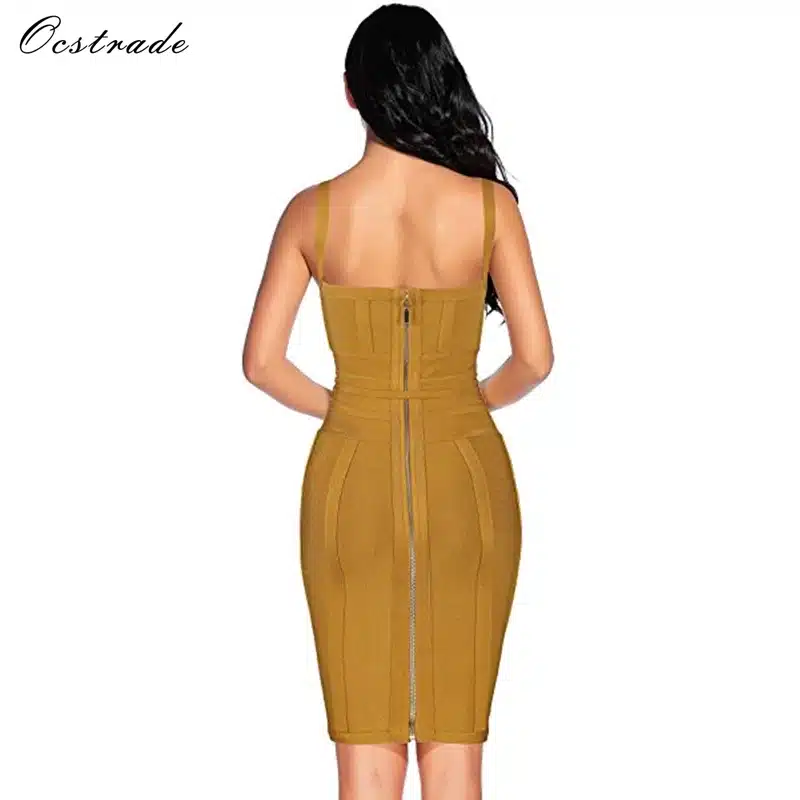 Ocstrade Women Bandage Dress 2019 Rayon Sleeveless Summer New Arrivals Sexy Deep v Neck Vestido Bodycon Bandage Dress Club Party 9