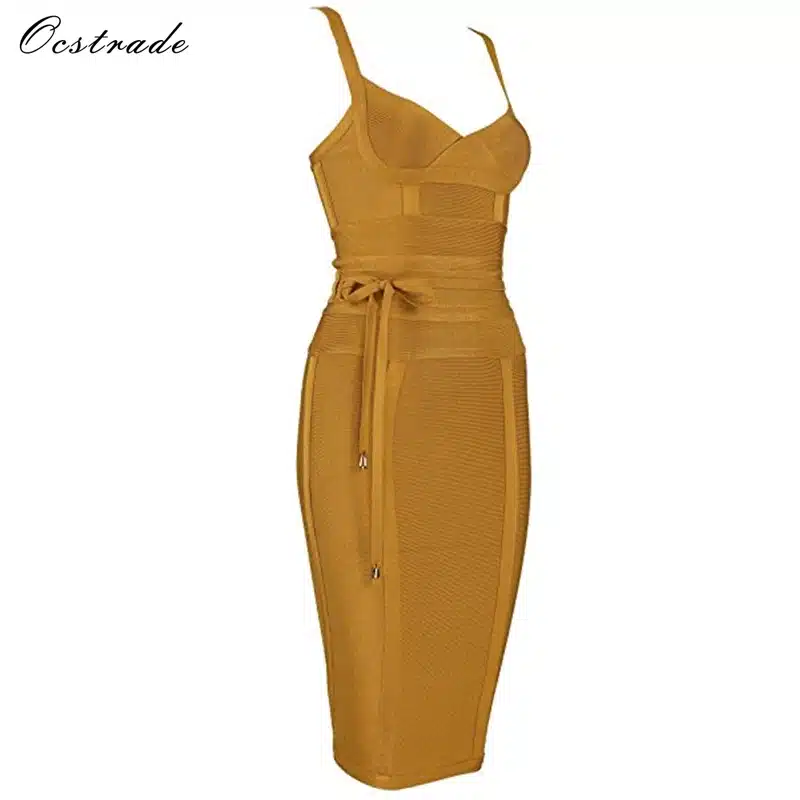 Ocstrade Women Bandage Dress 2019 Rayon Sleeveless Summer New Arrivals Sexy Deep v Neck Vestido Bodycon Bandage Dress Club Party 11