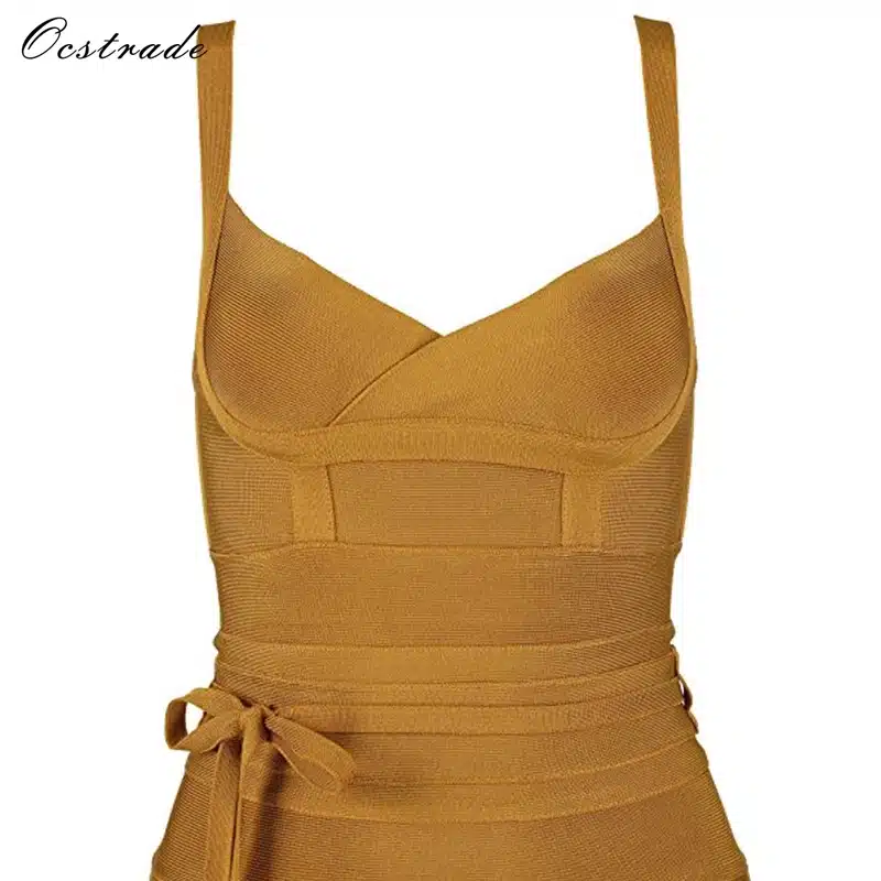 Ocstrade Women Bandage Dress 2019 Rayon Sleeveless Summer New Arrivals Sexy Deep v Neck Vestido Bodycon Bandage Dress Club Party 13