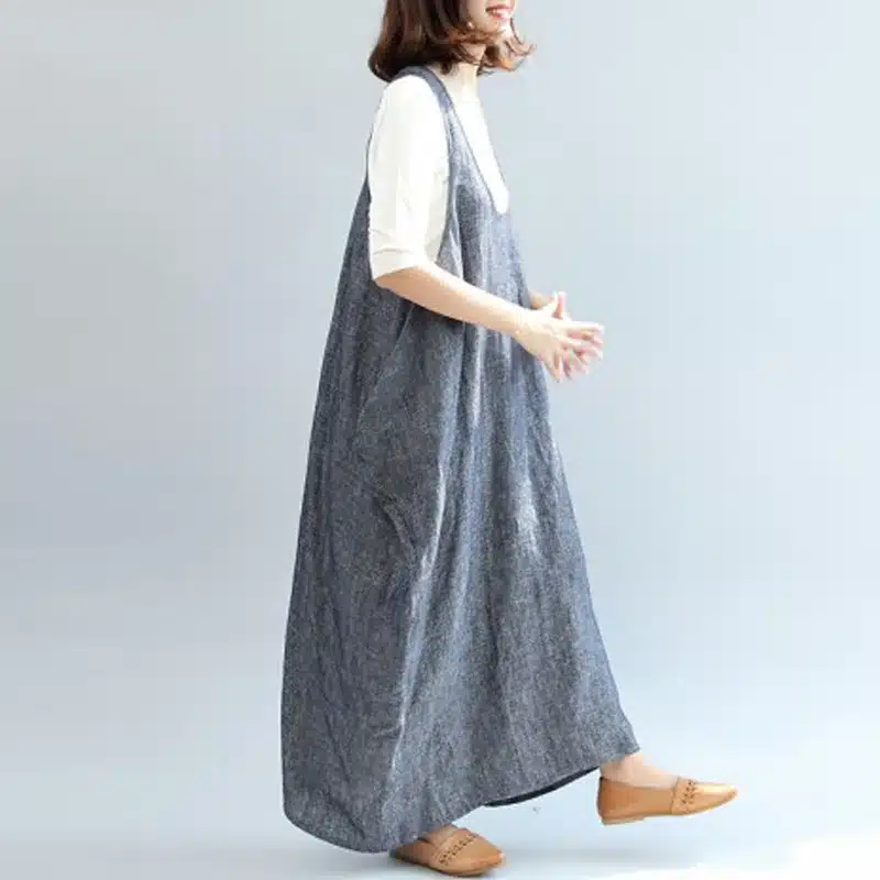 2019 ZANZEA Women Summer Straps Sleeveless Solid Baggy Backless Long Dungarees Dress Cotton Linen Party Beach Vestido Plus Size 14