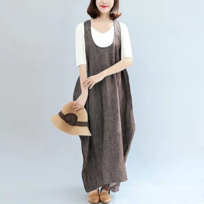 2019 ZANZEA Women Summer Straps Sleeveless Solid Baggy Backless Long Dungarees Dress Cotton Linen Party Beach Vestido Plus Size 16