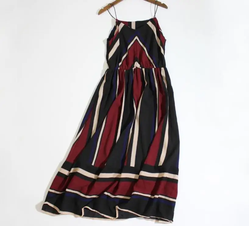 2019 Women summer holiday dress striped long dresses summer beach dress 15