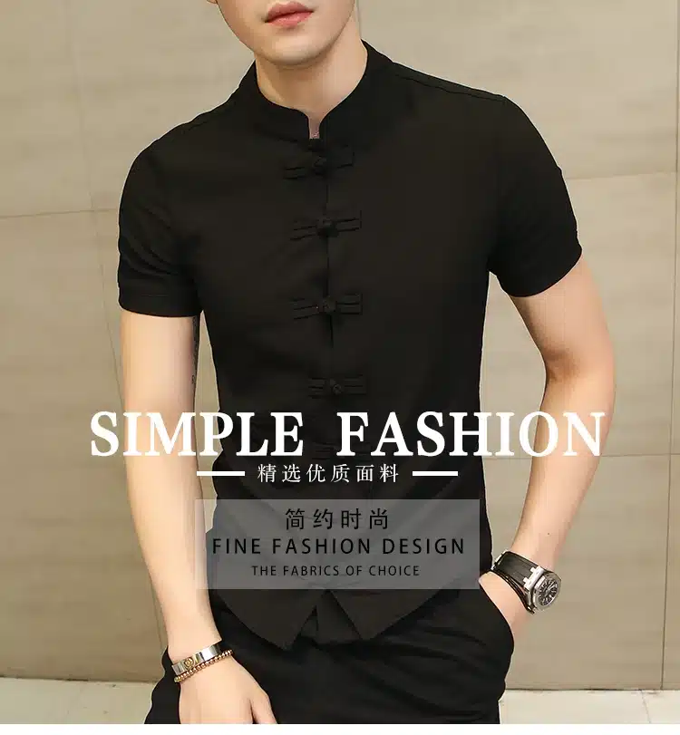 2019 Summer New Men Shirt Fashion Chinese style Linen Slim Fit Casual Short Sleeves Shirt Camisa Social Business Dress Shirts 13