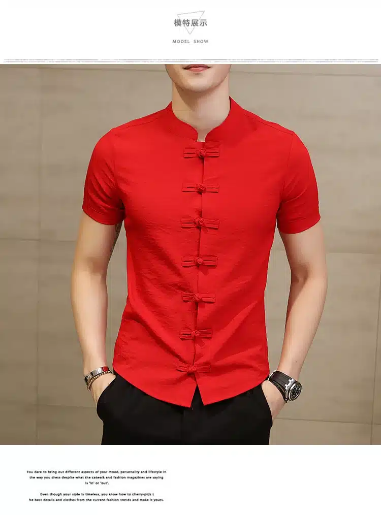 2019 Summer New Men Shirt Fashion Chinese style Linen Slim Fit Casual Short Sleeves Shirt Camisa Social Business Dress Shirts 14