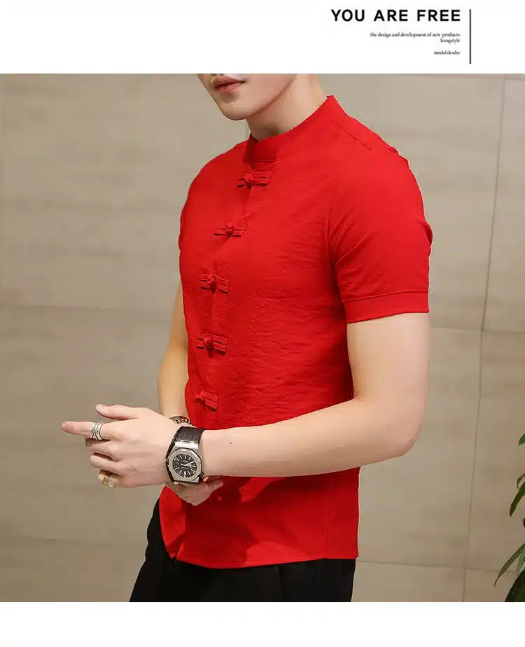 2019 Summer New Men Shirt Fashion Chinese style Linen Slim Fit Casual Short Sleeves Shirt Camisa Social Business Dress Shirts 18
