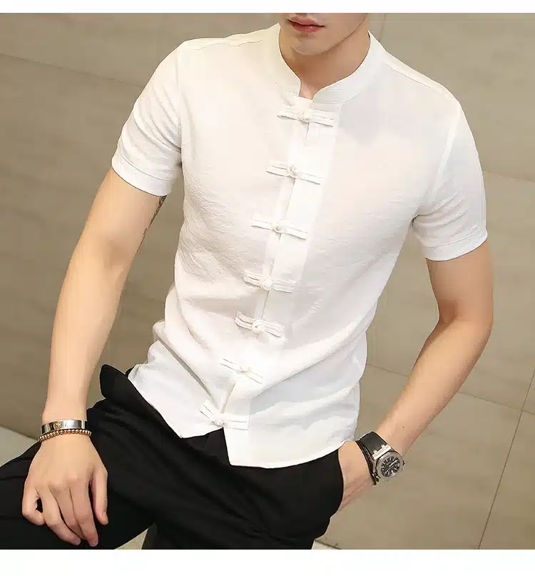 2019 Summer New Men Shirt Fashion Chinese style Linen Slim Fit Casual Short Sleeves Shirt Camisa Social Business Dress Shirts 20