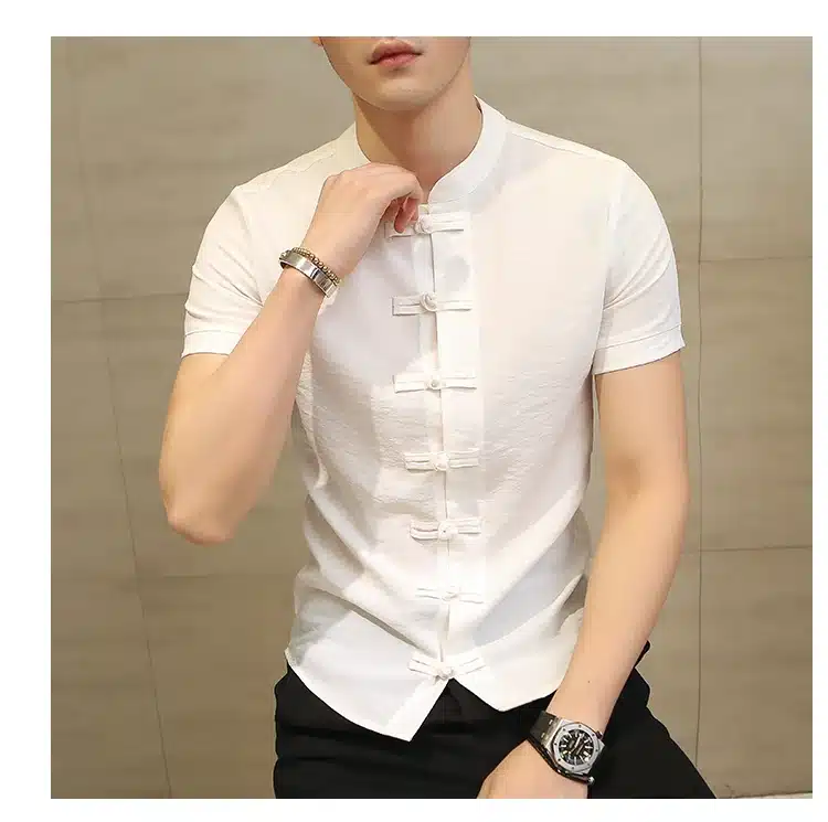 2019 Summer New Men Shirt Fashion Chinese style Linen Slim Fit Casual Short Sleeves Shirt Camisa Social Business Dress Shirts 21