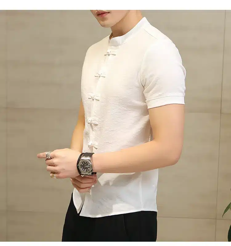 2019 Summer New Men Shirt Fashion Chinese style Linen Slim Fit Casual Short Sleeves Shirt Camisa Social Business Dress Shirts 22