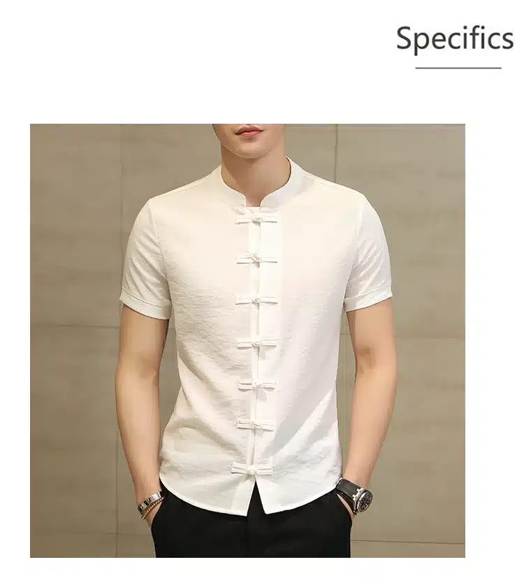 2019 Summer New Men Shirt Fashion Chinese style Linen Slim Fit Casual Short Sleeves Shirt Camisa Social Business Dress Shirts 23