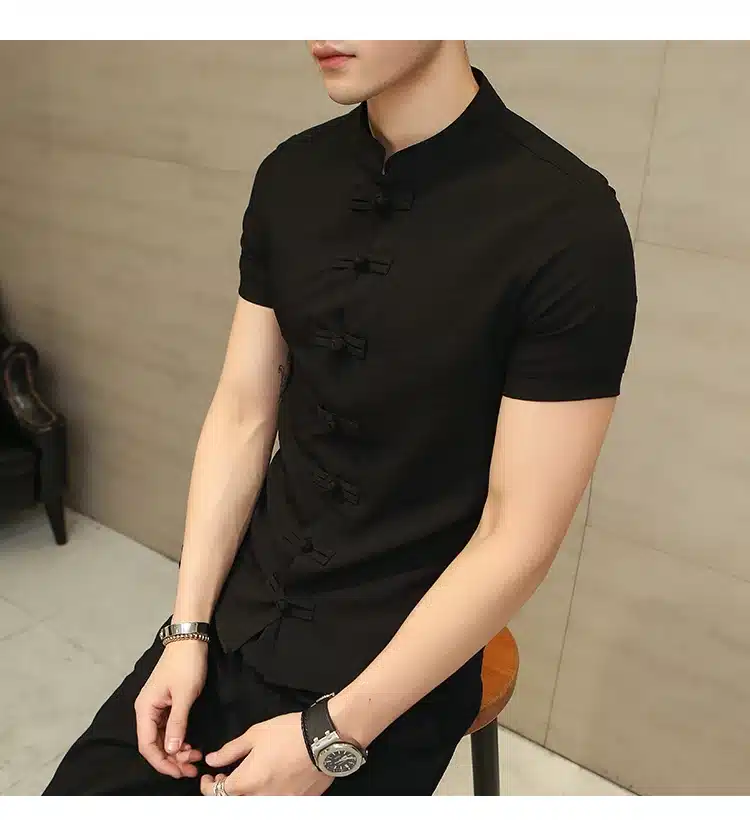 2019 Summer New Men Shirt Fashion Chinese style Linen Slim Fit Casual Short Sleeves Shirt Camisa Social Business Dress Shirts 26