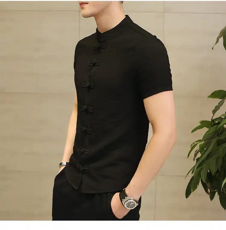 2019 Summer New Men Shirt Fashion Chinese style Linen Slim Fit Casual Short Sleeves Shirt Camisa Social Business Dress Shirts 27