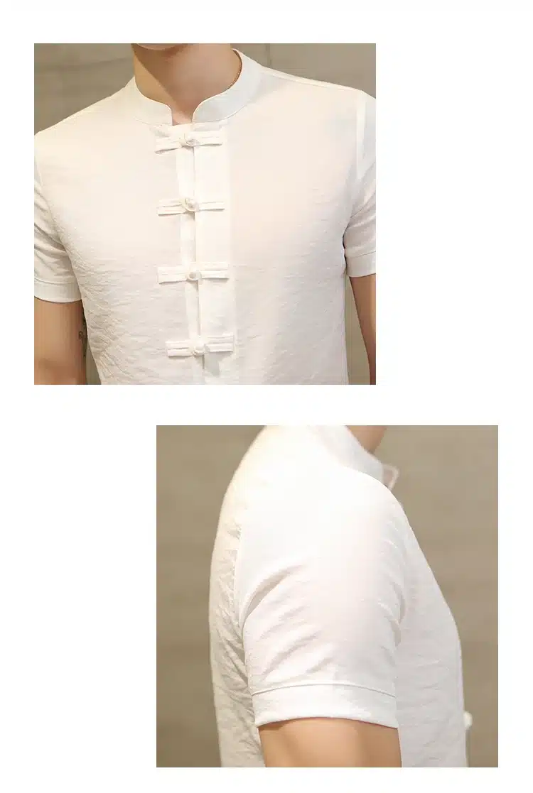 2019 Summer New Men Shirt Fashion Chinese style Linen Slim Fit Casual Short Sleeves Shirt Camisa Social Business Dress Shirts 30