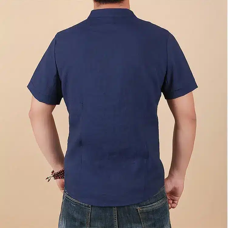 2019 Summer New Men Shirt Fashion Chinese style Linen Slim Fit Casual Short Sleeves Shirt Camisa Social Business Dress Shirts 36