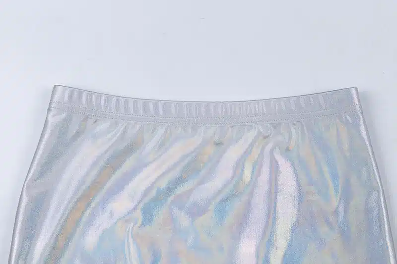ANJAMANOR Glitter Holographic Sexy Two Piece Set Summer 2019 Woman Club Outfits Crop Top and Skirt Bodycon Short Dress D71-I02 23