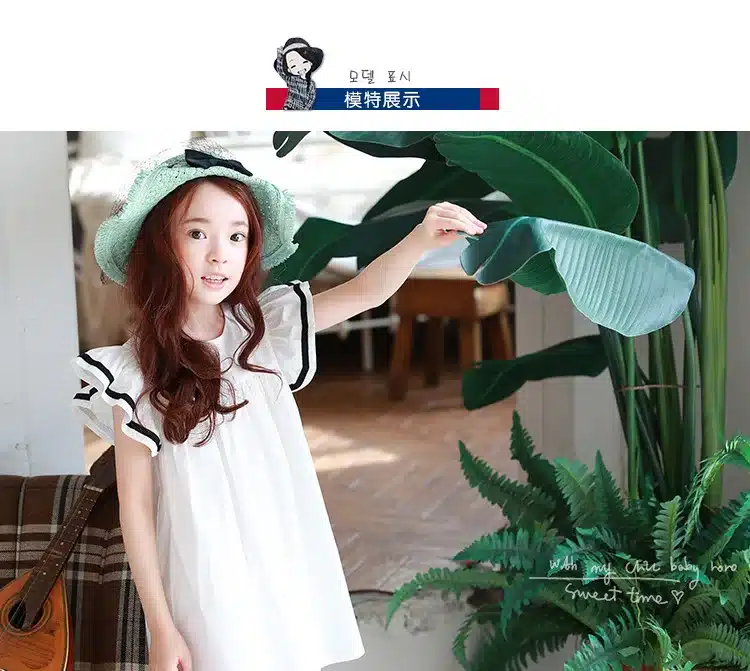 Baby girls dress 2019 Summer White Beach Dress Ruffle Fly Sleeve Dresses For Kids Cute Korean Toddler Teens Children Clothing 13