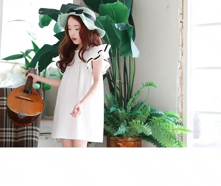 Baby girls dress 2019 Summer White Beach Dress Ruffle Fly Sleeve Dresses For Kids Cute Korean Toddler Teens Children Clothing 20