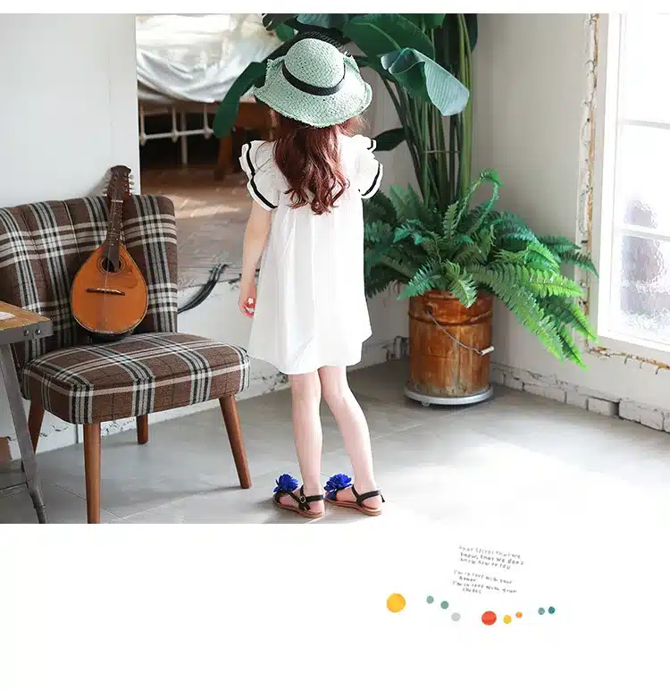 Baby girls dress 2019 Summer White Beach Dress Ruffle Fly Sleeve Dresses For Kids Cute Korean Toddler Teens Children Clothing 23
