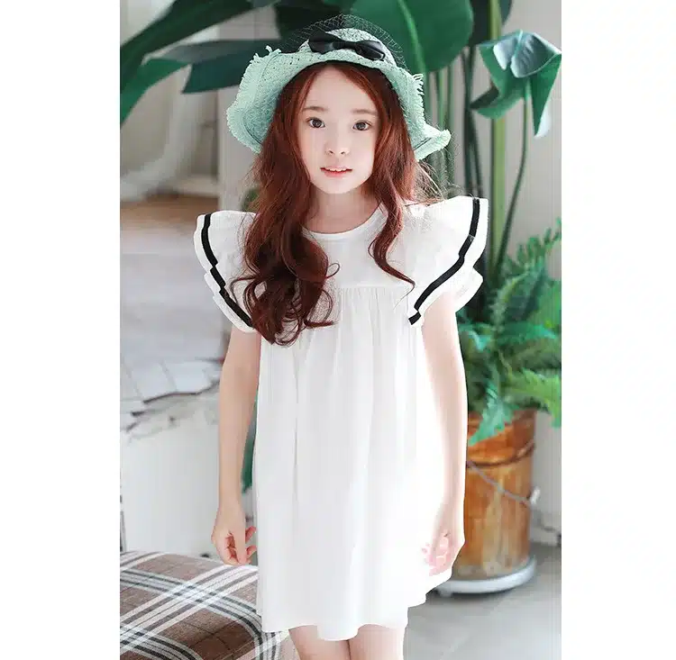 Baby girls dress 2019 Summer White Beach Dress Ruffle Fly Sleeve Dresses For Kids Cute Korean Toddler Teens Children Clothing 24