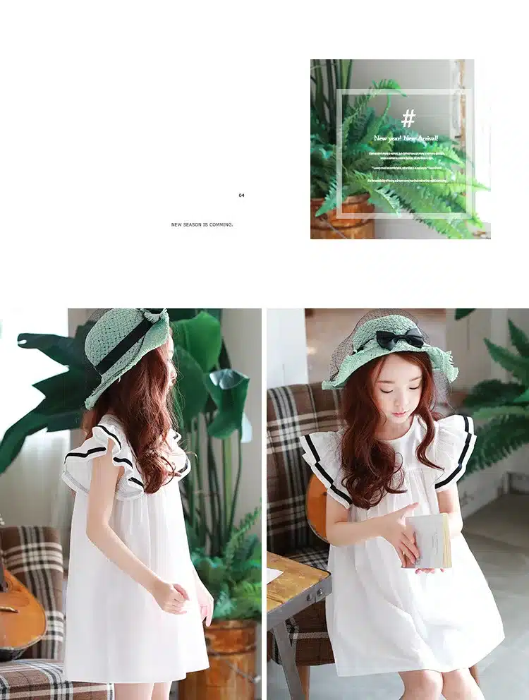 Baby girls dress 2019 Summer White Beach Dress Ruffle Fly Sleeve Dresses For Kids Cute Korean Toddler Teens Children Clothing 28