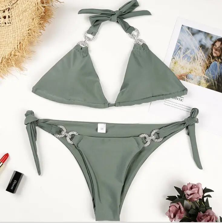 Sexy women Crystal bikini Rhinestone swimwear female brazilian biquini micro bikinis swimsuit tiny bathing suit for beach wear 35