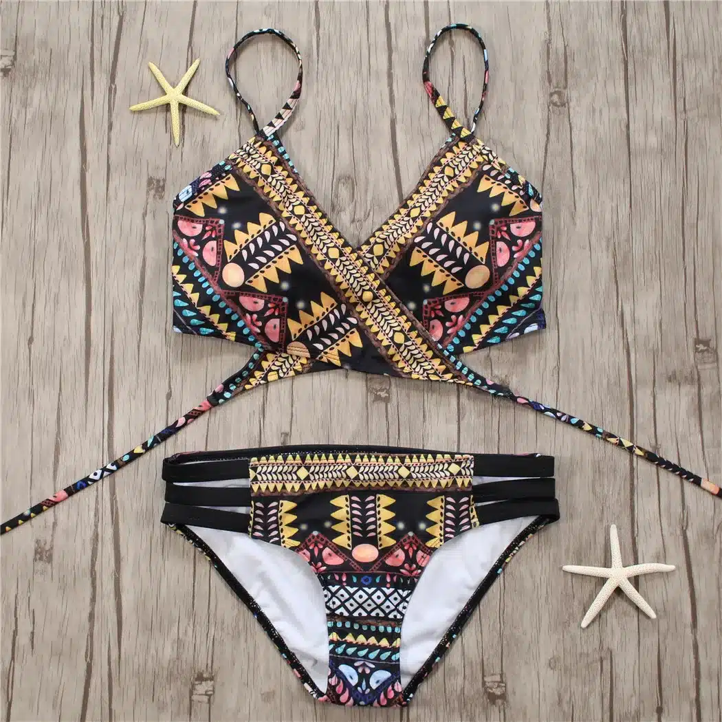 2018 Sexy Bandage Aztec Biquini String Strappy Swim Wear Bathing Suit Swimsuit Beachwear Swimwear Women Brazilian Bikini 17