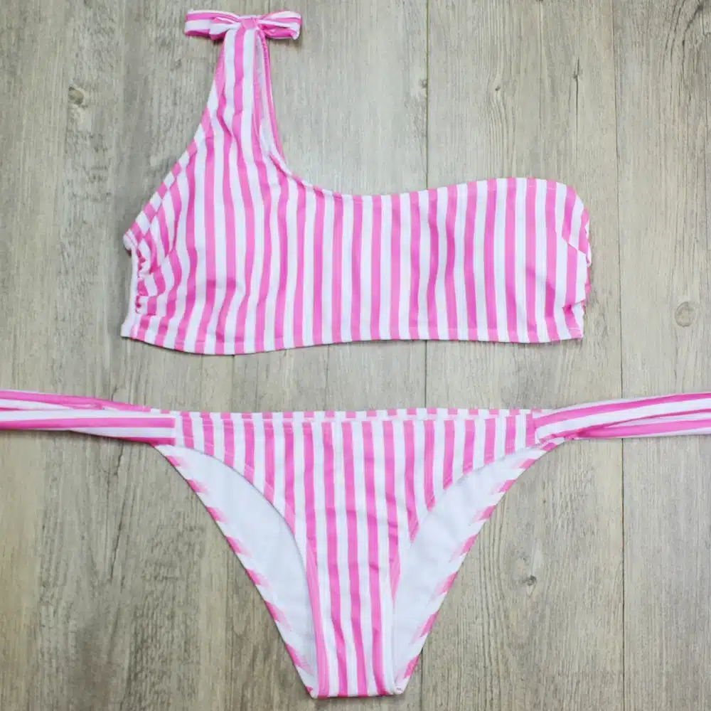 P&j 2018 Sexy One Shoulder Bikini two pieces swimsuit female Swimwear Women Bikini Set Bathing Suit swim biquini 23